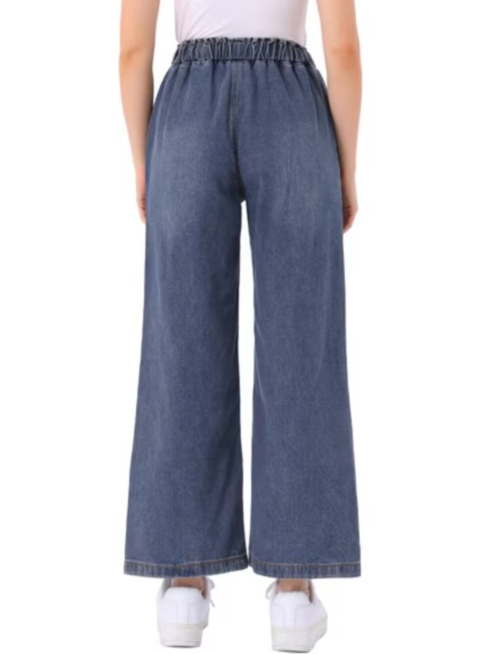 ✨ NWT INSPIRE CHIC Grey Blue Wide Leg Drawstring Jeans L - Picture 3 of 5